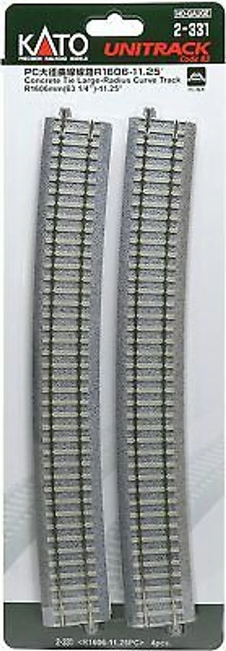 Kato 2-331 Concrete Tie Large Radius Curve Track R1606mm (63 1/4") 11.25 (4 Pcs.) (HO Scale) 3 Kato 2-331 Concrete Tie Large Radius Curve Track R1606mm (63 1/4") 11.25 (4 Pcs.) (HO Scale)